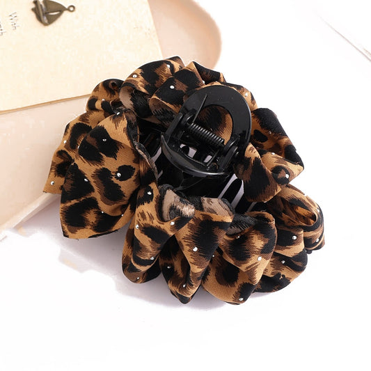 Claw Hair Clips - Flower Leopard Print - Large