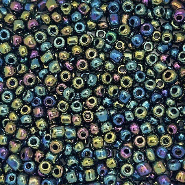 Glass Seed Beads - 4mm 6/0 - Rainbow Black - 20g approx 200 pieces