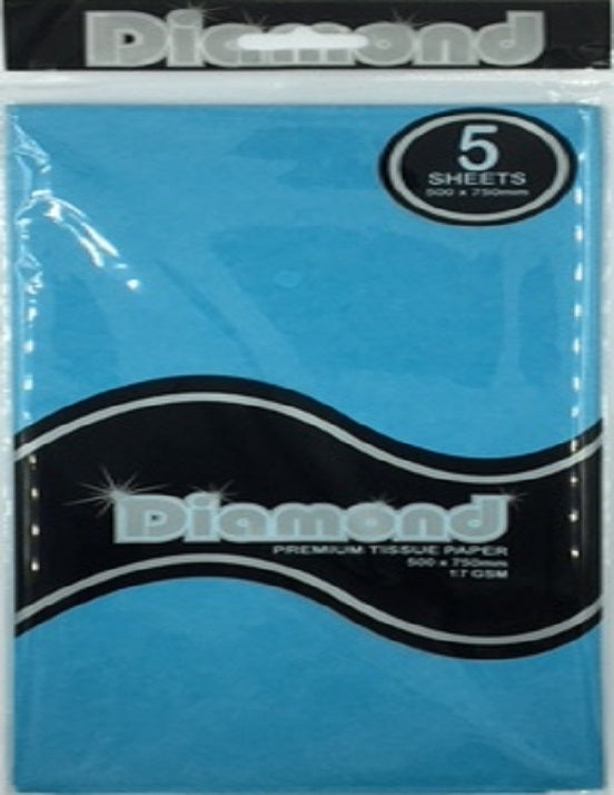 Tissue Paper - 5 Sheet Packs - 50cm X 75cm - Aqua