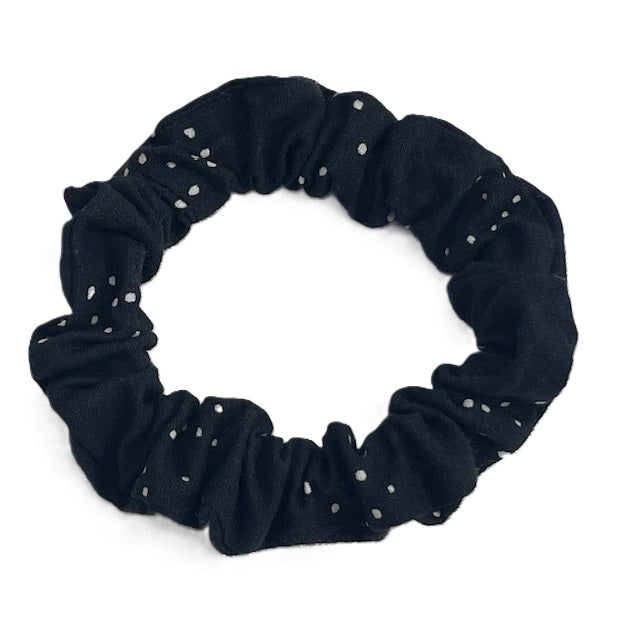 Scrunchies - Black With White Polka Dots - Mini Size