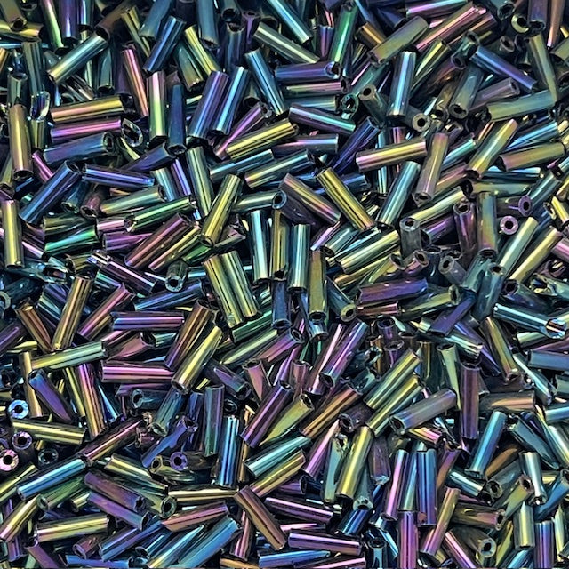 Glass Bugle Beads - Rainbow - 6mm x 2mm - 20g Approx 250+ Pieces