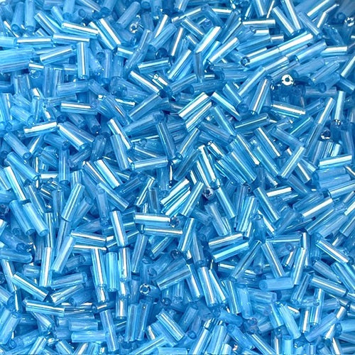 Glass Bugle Beads - Rainbow - 6mm x 2mm - 20g Approx 250+ Pieces