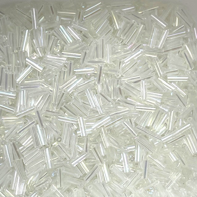 Glass Bugle Beads - Rainbow - 6mm x 2mm - 20g Approx 250+ Pieces