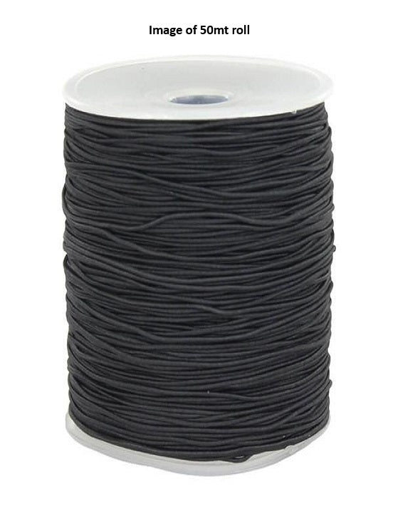 Elastic Cord - 3mm - Black or White - 1mt