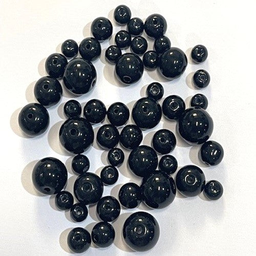 Glass Pearl Beads - Round - 49 Pieces - SIze 4mm to 10mm