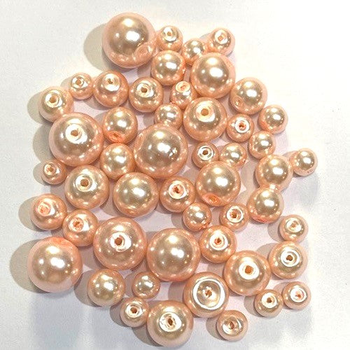 Glass Pearl Beads - Round - 49 Pieces - SIze 4mm to 10mm