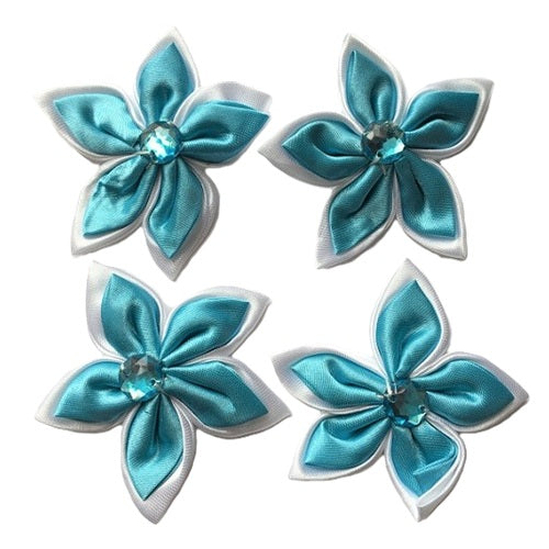 Craft Satin Flowers - Blue & White or Pink & White