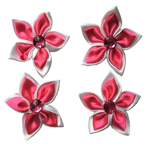 Craft Satin Flowers - Blue & White or Pink & White