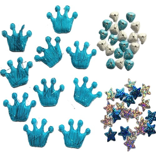 Craft Puffy Crowns & Stars - 50 Pieces - Blue or Pink