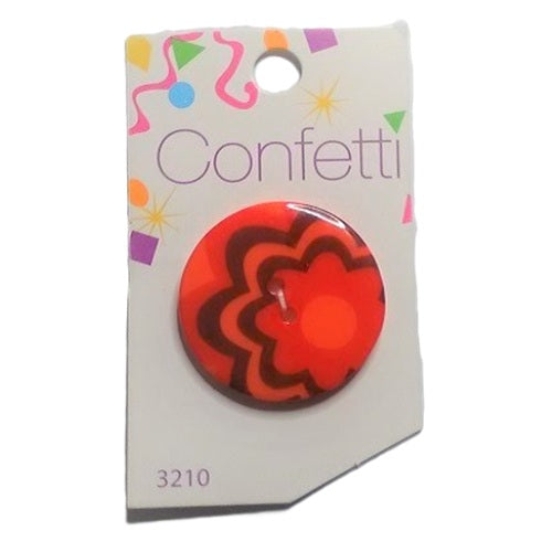 Buttons - Flower - Orange/Red - 14mm - 1 Piece