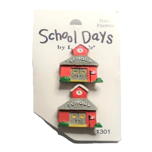 Buttons - School Days - 26mm x 23mm - 2 Pieces