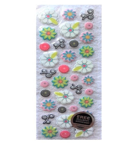 Craft Stickers – 3D - Glitter Flowers