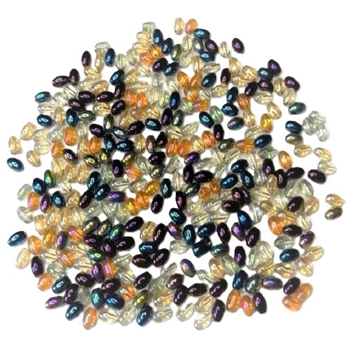 Electroplate Glass Oval Bead Mix - 6mm x 4mm - 50g - Approx 310 Pieces