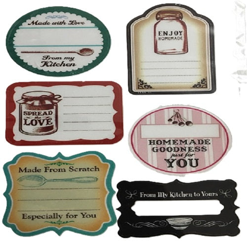 Stickers - 6 X Vintage Food Jar Labels