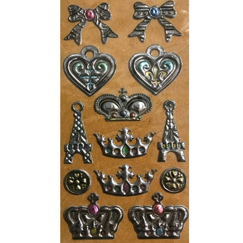 Craft Stickers - Puffy Embossed - Crowns, Hearts, Bows