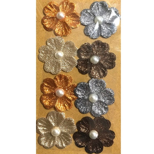 Craft Stickers - Glitter Fabric Flowers