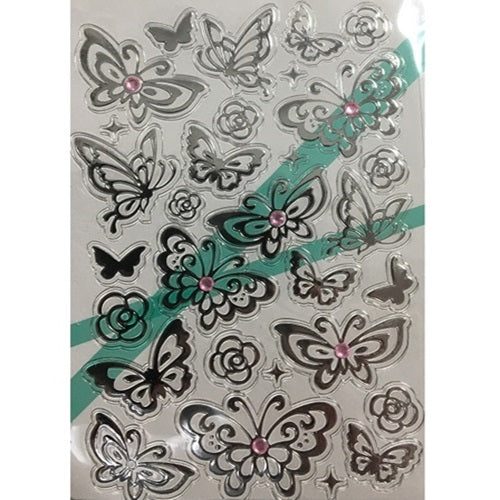 Craft Embossed Stickers - Butterflies - Silver