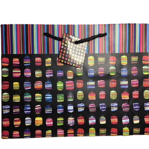 Gift Bag - Black With Coloured Presents
