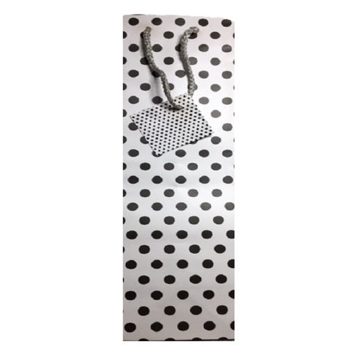 Bottle Bag - White With Black Dots