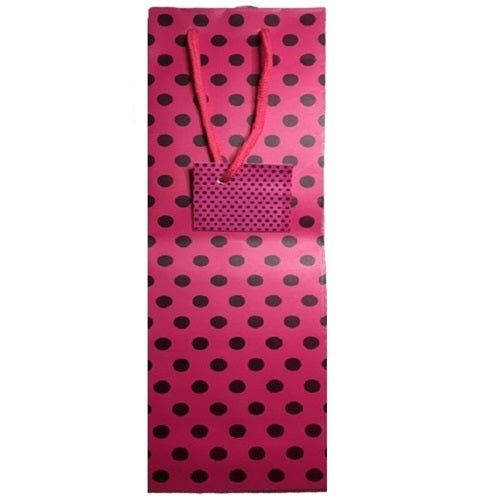 Bottle Bag - Hot Pink With Black Dots