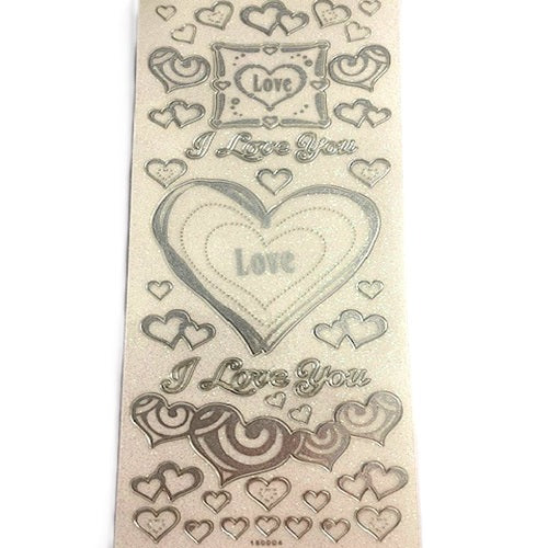 Craft Stickers - Silver Glitter - Love