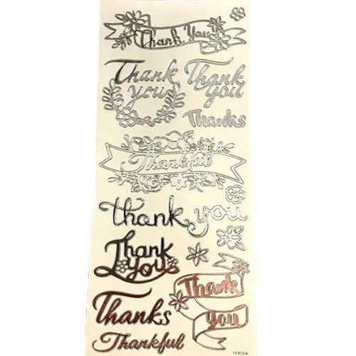 Craft Stickers - Silver - Thank You