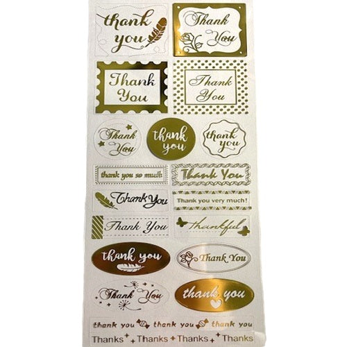 Craft Stickers - Gold - Thank You