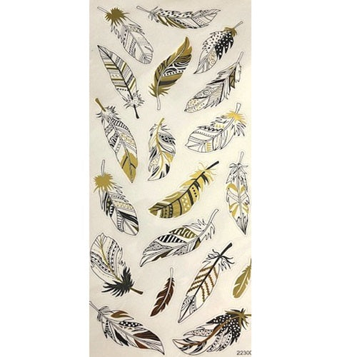 Craft Stickers - Gold & Silver - Feathers