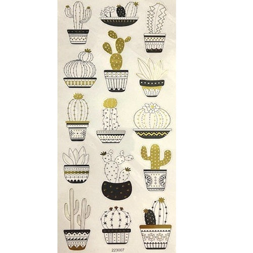 Craft Stickers - Gold & Silver - Cactus