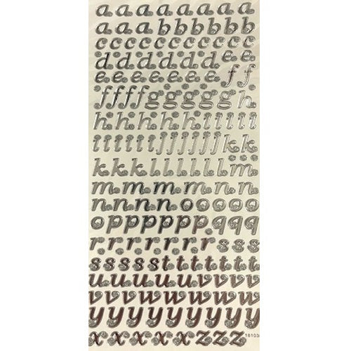 Craft Stickers - Alphabet Lowercase - Gold or Silver