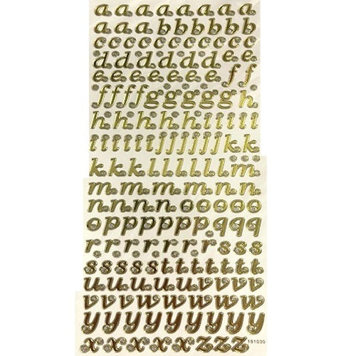 Craft Stickers - Alphabet Lowercase - Gold or Silver