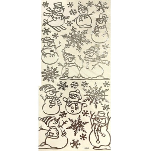 Craft Stickers - Christmas - Snowman - Silver