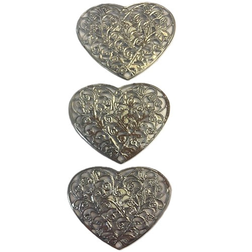 Craft Stickers - Metal - Hearts - 3 Pieces