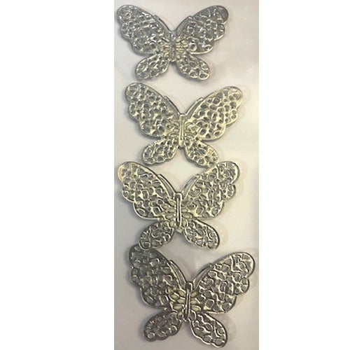 Craft Stickers - Metal - Butterflies - 4 Pieces
