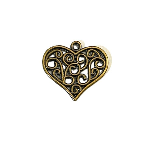 Pendant - Heart - Antique Bronze - 27mm - 1 Piece