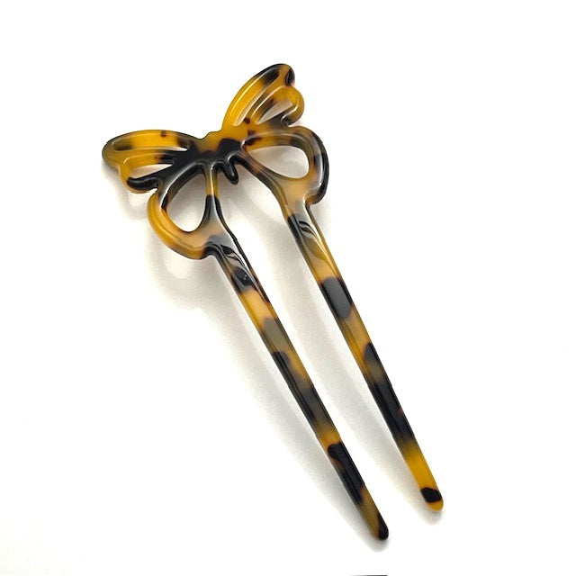Hair Fork - Acrylic - Butterfly - 4 Prongs - 2 Colours