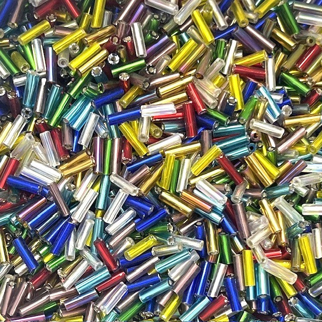 Glass Bugle Beads - Silver Lined - 6mm x 2mm - 20g - Approx 250 Pieces
