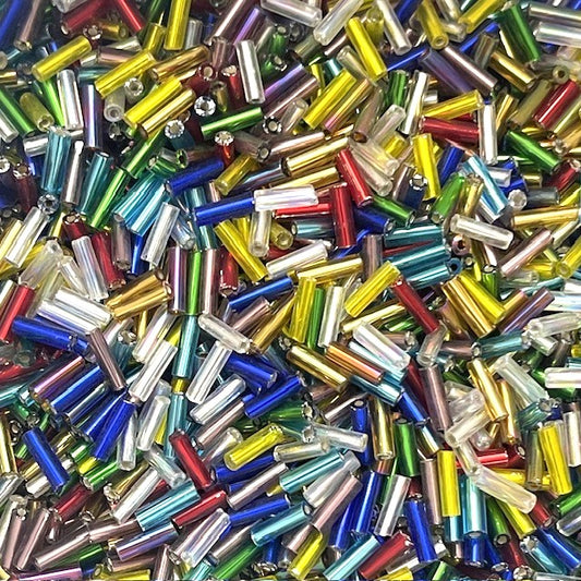 Glass Bugle Beads - Silver Lined - 6mm x 2mm - 20g - Approx 250 Pieces