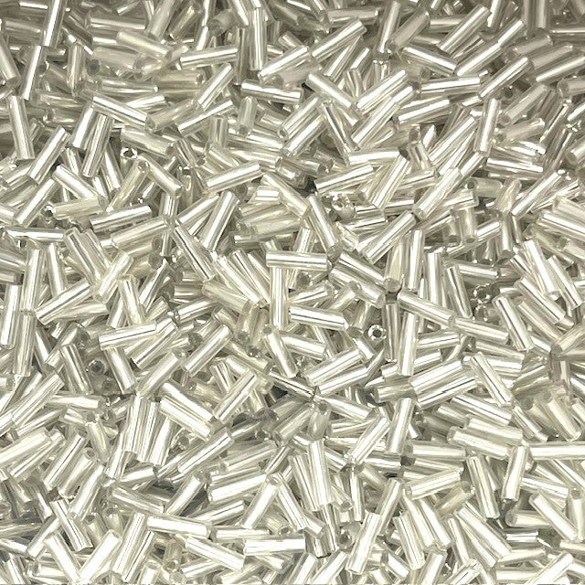 Glass Bugle Beads - Silver Lined - 6mm x 2mm - 20g - Approx 250 Pieces
