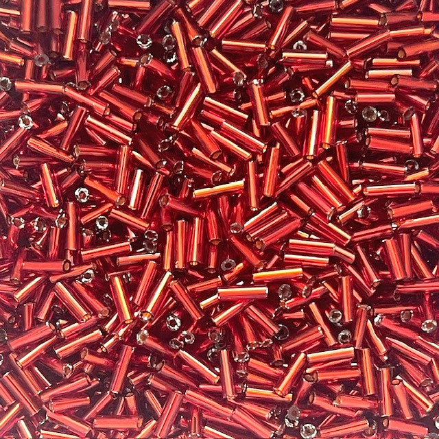 Glass Bugle Beads - Silver Lined - 6mm x 2mm - 20g - Approx 250 Pieces