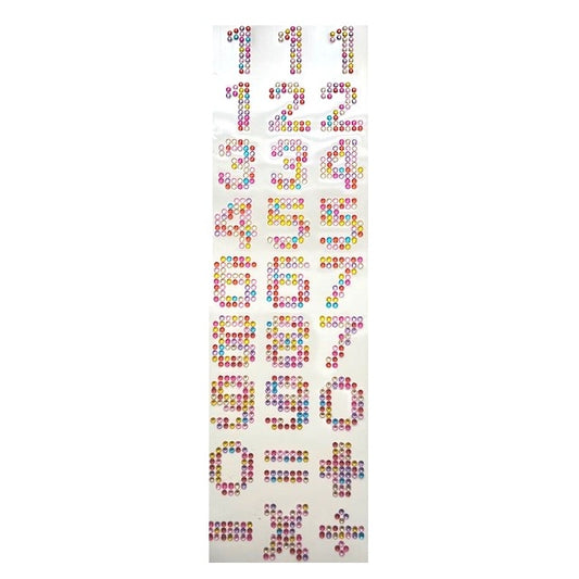 Craft Stickers - Rhinestone Multi Colours Numbers