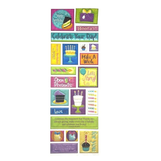 Craft Stickers - Puffy Glitter Birthday Wishes