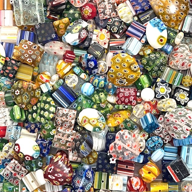Handmade Millefiori Glass Bead Mix - 50g - 80 to 100 Pieces