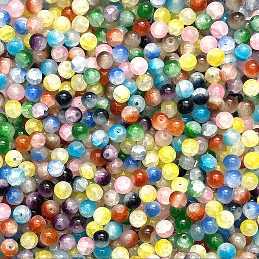 Baking Painted Crackle Imitation Jade Glass Bead Mix - Two Tone - 8mm - 50g approx 80 Pieces