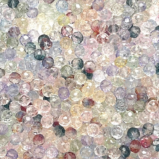 Baking Painted Transparent Rondelle Faceted Glass Bead Mix - 50g approx 50 Pieces