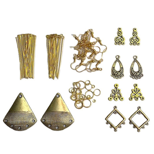 90 Piece Earrings Making Kit - Gold or Silver