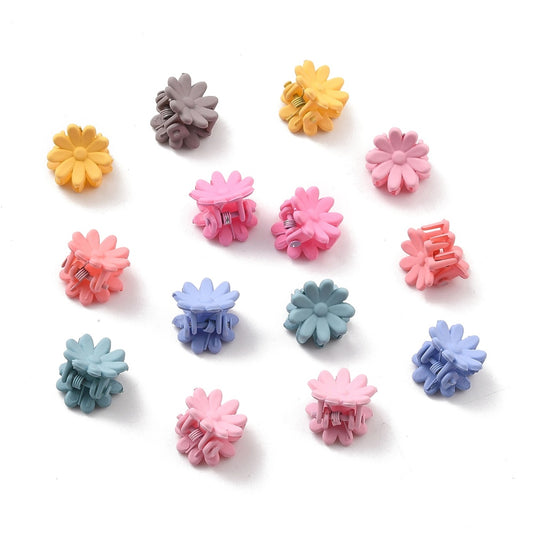 Claw Hair Clips - Kids Mini Opaque Flower Mix - 10 Pieces