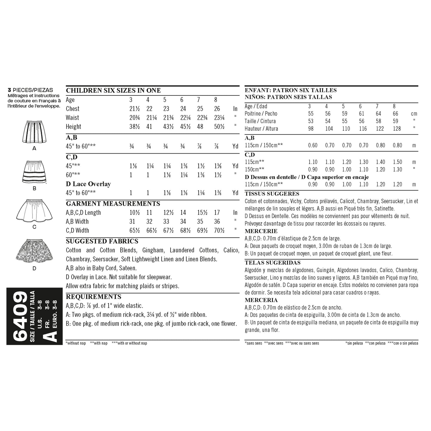 6409 - Children's Girls Pull On Skirts