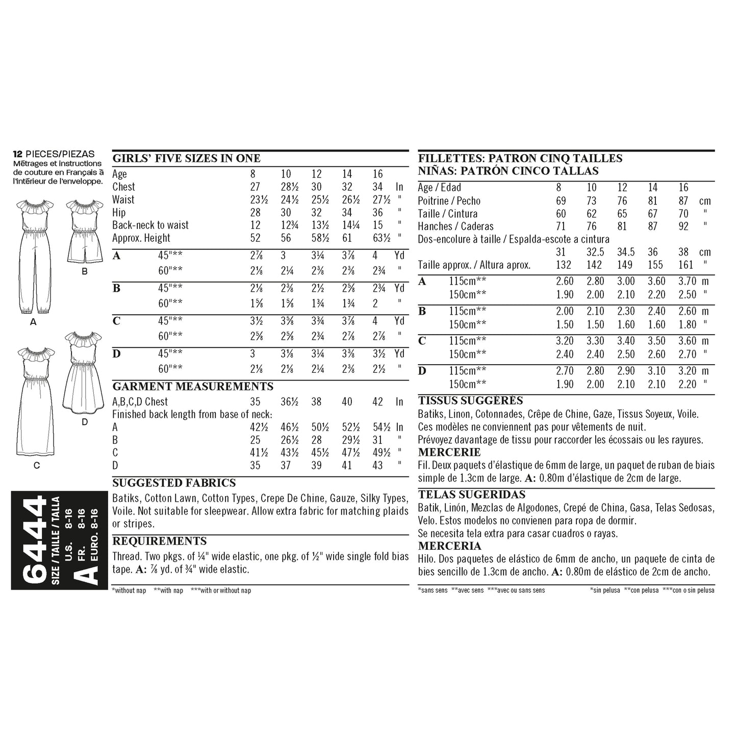 6444 - Children's Girls Jumpsuit & Dress