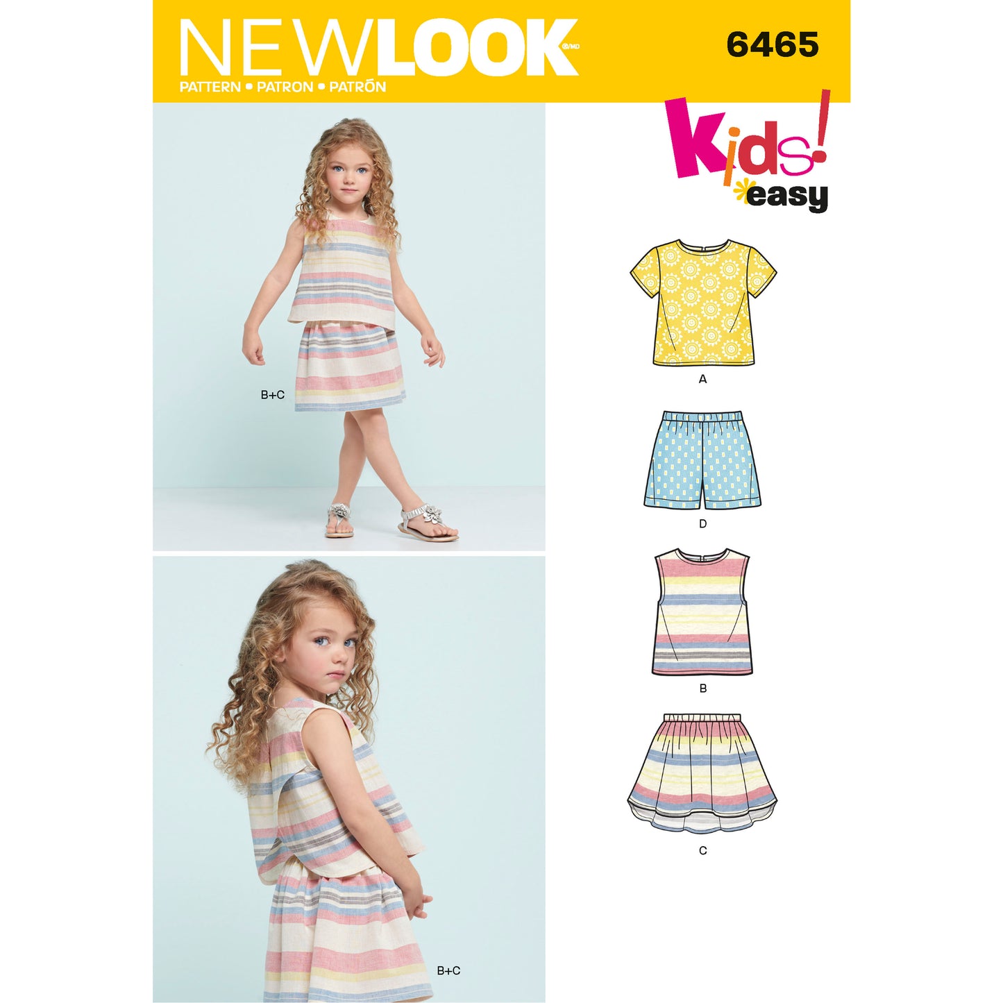 6465 - Children's Girls Top Skirt & Shorts
